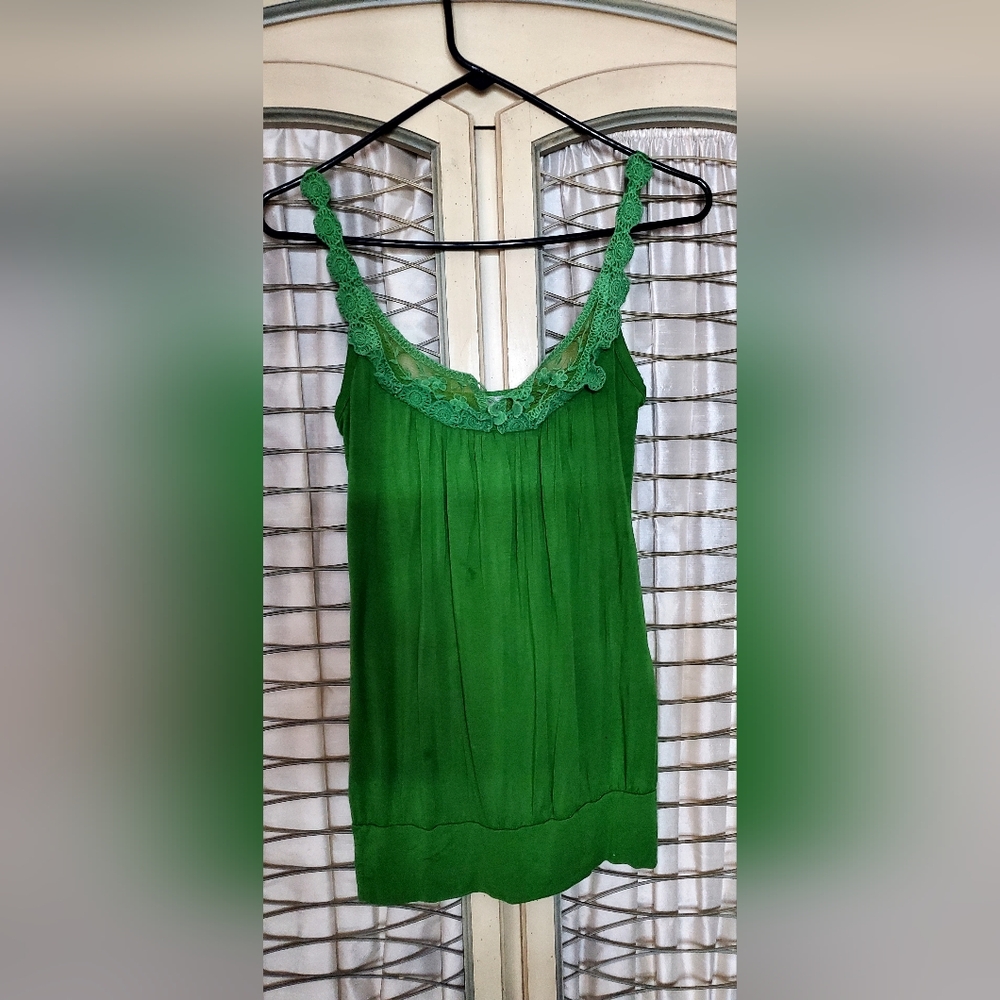 Vintage Y2k Green Embroidered Fairy Top  Small